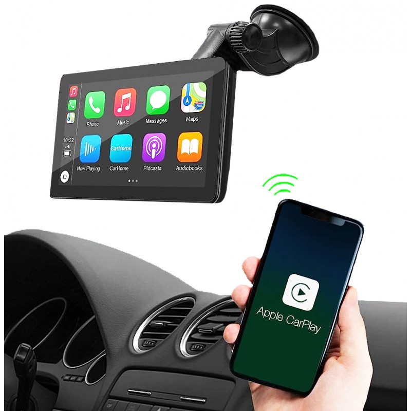 Pantalla para coche con Carplay y Android Auto inalámbrico + cámara trasera  1080P AHD de regalo